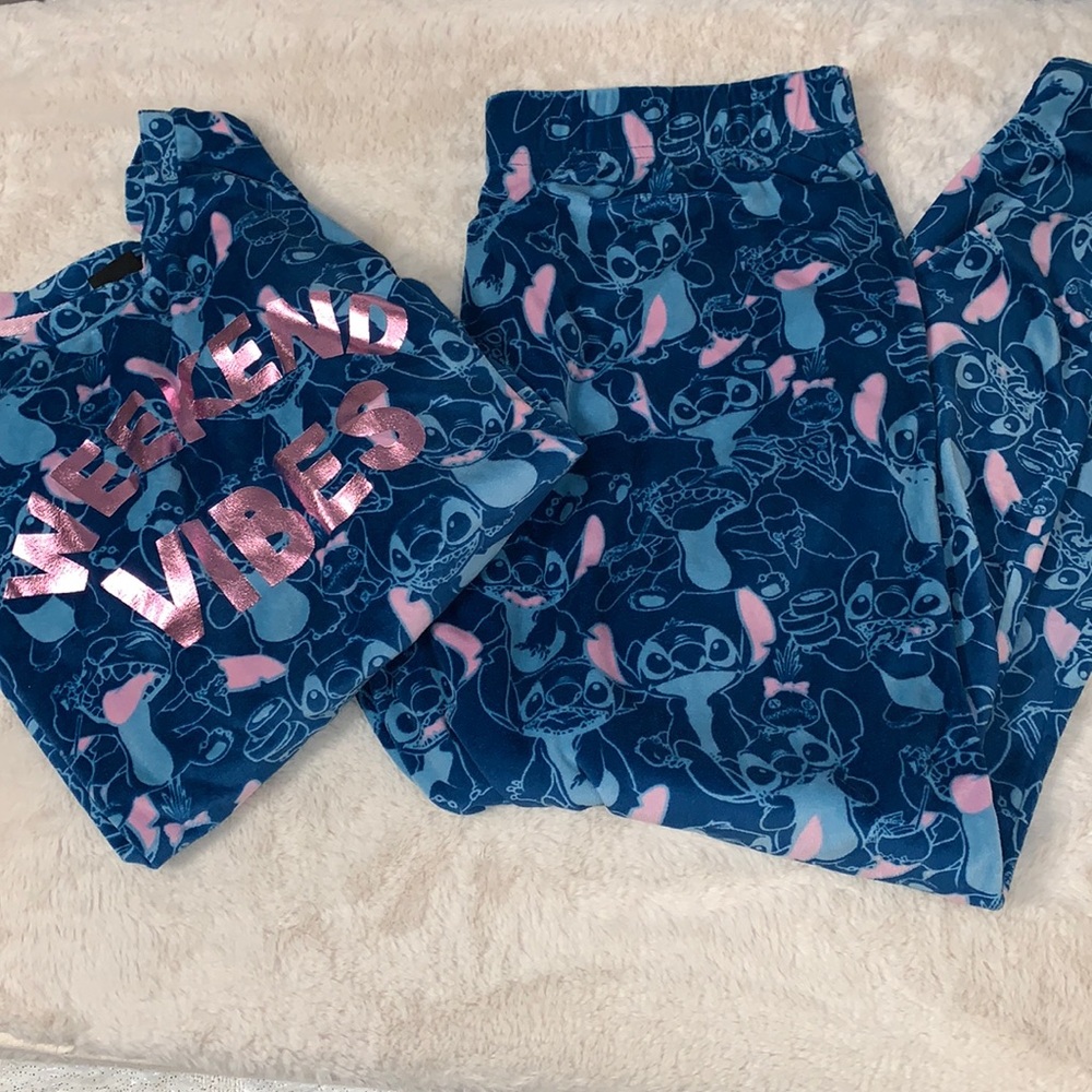 Small Disney Stitch fleece pajama set